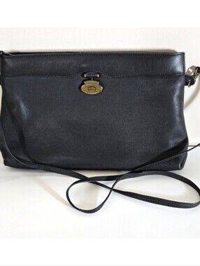 VTG Etienne Aigner Black Leather Handbag Purse Shoulder Bag Ex Cond